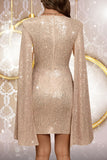 Błyszcząca krótka sukienka koktajlowa Bodycon Apricot