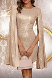 Błyszcząca krótka sukienka koktajlowa Bodycon Apricot