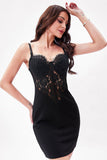 krótka sukienka na ramiączka spaghetti Bodycon z aplikacjami