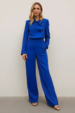 Royal Blue 2-częściowe satynowe garnitury robocze z kieszeniami