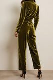 Kombinezony z długimi rękawami Green Velvet Peak Lapel