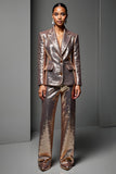 Rose Golden Peak Lapel 2-częściowe damskie garnitury z rękawem