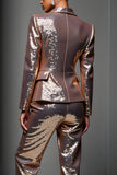 Rose Golden Peak Lapel 2-częściowe damskie garnitury z rękawem