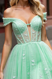 Gorset Mint Green A Line Krótka sukienka na powrót do domu z aplikacjami