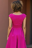 Fuksja V Neck Linia Midi Sukienka Matki Panny Młodej