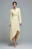 Długie rękawy Daffodil Peak Lapel High-Low Blazer Sukienka