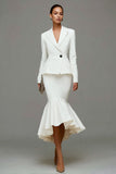 Syrenka Ivory Peak Lapel Midi Sukienka Robocza