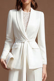 Ivory Satin 2-częściowy szal z klapą Garnitury biznesowe z szarfą