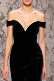 Syrenka Aksamitna Off The Shoulder Sweep Train Holiday Party Sukienka