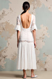 Ivory Lace A Line Długa Sukienka Dla Gości Weselnych Z Rękawami