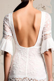 Ivory Lace A Line Długa Sukienka Dla Gości Weselnych Z Rękawami