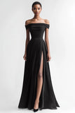 sukienka wieczorowa z linią A Off The Shoulder z rozcięciem