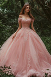 Różowa księżniczka tiulowa suknia balowa długa sukienka quinceanera z koronką