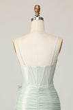 Sage Bodycon Gorset Krótka sukienka na powrót do domu z kokardą