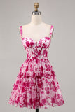 Kwiatowy gorset w kolorze fuksji z nadrukiem linii Homecoming Dress