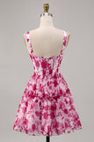 Kwiatowy gorset w kolorze fuksji z nadrukiem linii Homecoming Dress