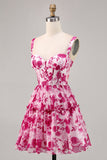 Kwiatowy gorset w kolorze fuksji z nadrukiem linii Homecoming Dress