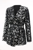Błyszczący 2-częściowy damski garnitur na studniówkę Slim Fit z szarfą