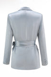 Dusty Blue Peak Lapel 2-częściowy garnitur damski z szarfą