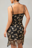 złota cekinowa sukienka vintage bodycon 1920s