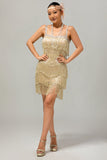 cekinowa krótka sukienka Gatsby Bodycon z 1920 roku z frędzlami