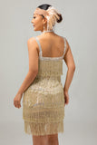 cekinowa krótka sukienka Gatsby Bodycon z 1920 roku z frędzlami