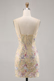 Morelowa kwiatowa haftowana sukienka bodycon Homecoming
