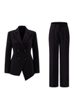 Fuksja Peak Lapel 2-częściowe garnitury damskie z guzikami