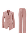 Fuksja Peak Lapel 2-częściowe garnitury damskie z guzikami