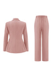 Fuksja Peak Lapel 2-częściowe garnitury damskie z guzikami
