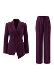 Fuksja Peak Lapel 2-częściowe garnitury damskie z guzikami