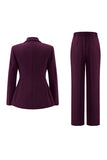 Fuksja Peak Lapel 2-częściowe garnitury damskie z guzikami
