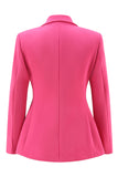 Fuksja Peak Lapel 2-częściowe garnitury damskie z guzikami