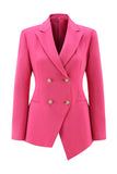 Fuksja Peak Lapel 2-częściowe garnitury damskie z guzikami