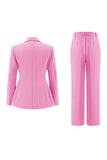 Fuksja Peak Lapel 2-częściowe garnitury damskie z guzikami