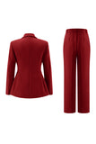Fuksja Peak Lapel 2-częściowe garnitury damskie z guzikami