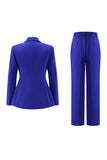 Fuksja Peak Lapel 2-częściowe garnitury damskie z guzikami
