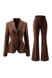 Szaro-zielone 2-częściowe garnitury damskie Slim Fit z guzikiem