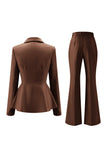 Szaro-zielone 2-częściowe garnitury damskie Slim Fit z guzikiem