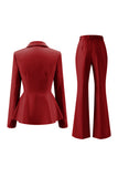 Szaro-zielone 2-częściowe garnitury damskie Slim Fit z guzikiem
