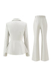 Szaro-zielone 2-częściowe garnitury damskie Slim Fit z guzikiem