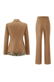 Czarne 2-częściowe garnitury damskie w panterkę Slim Fit