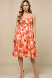 Letnia sukienka Sunset Printed A Line Midi z marszczeniami