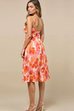 Letnia sukienka Sunset Printed A Line Midi z marszczeniami