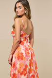 Letnia sukienka Sunset Printed A Line Midi z marszczeniami