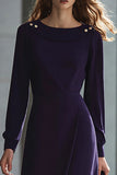 Fioletowa osłona z długim rękawem Midi Work Dress