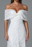 Ivory Mermaid Off The Shoulder Suknia wieczorowa z koronką