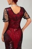 złota cekinowa sukienka bodycon z lat 1920. z frędzlami