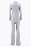 Srebrny 2-częściowy dwurzędowy klapa w szpic Slim Fit damski garnitur