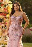 Plus Size Rumieniec Błyszcząca Gorset Syrenka Długa Sukienki Na Studniówke W Róże